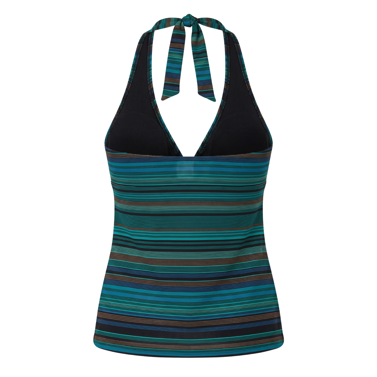 Early 2000s Striped Key-Hole Halter Tankini