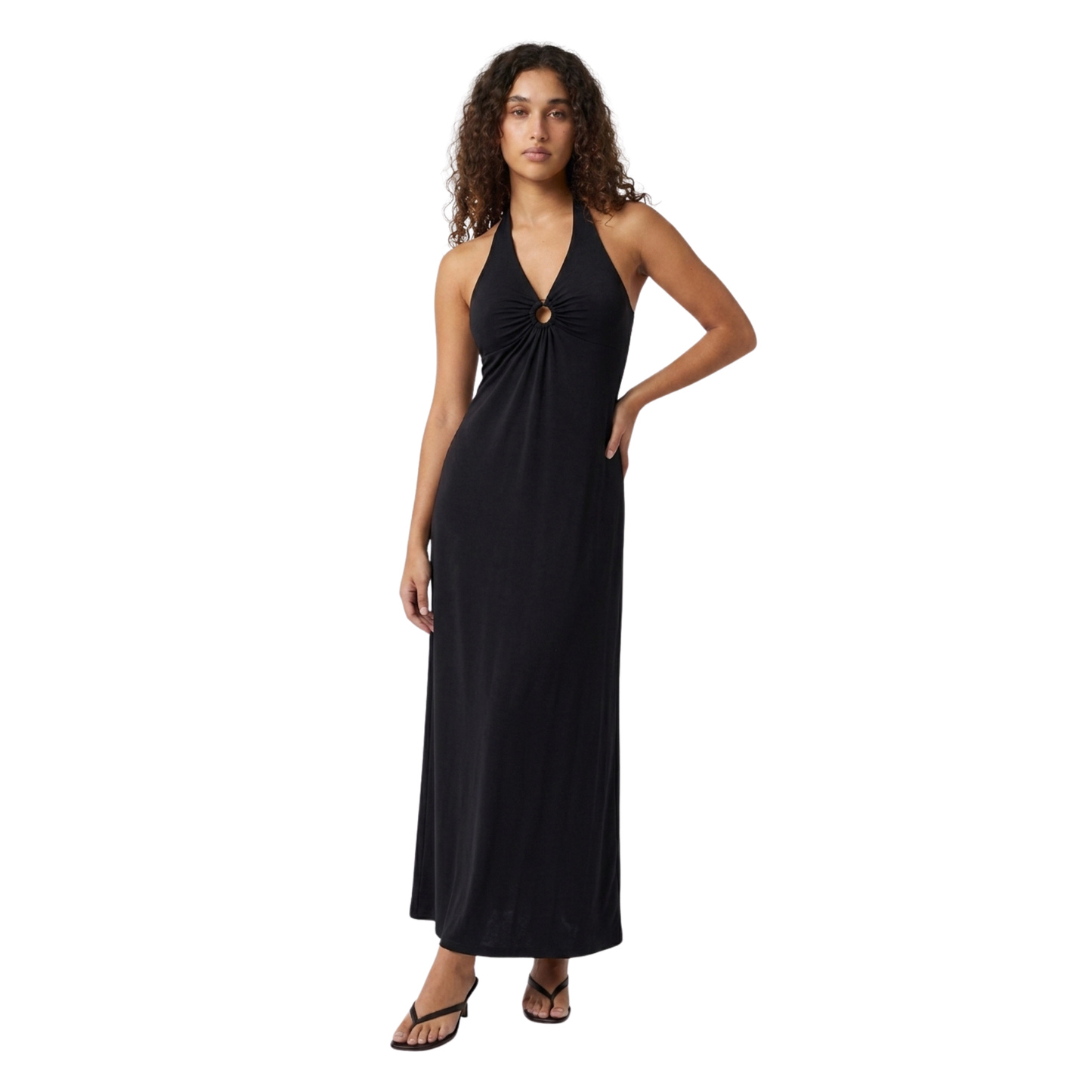 Early 2000s Black Maxi Halter Dress