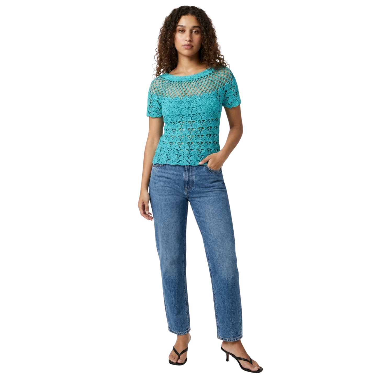 Vintage Blue Crotchet Top