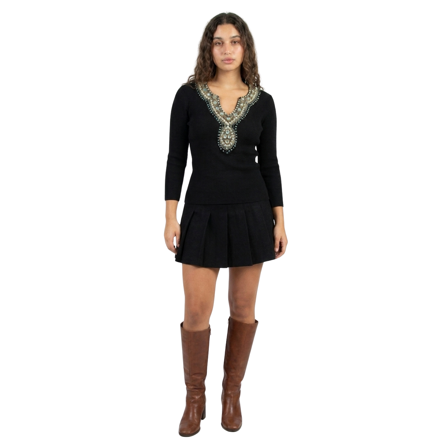Vintage Black Beaded Top