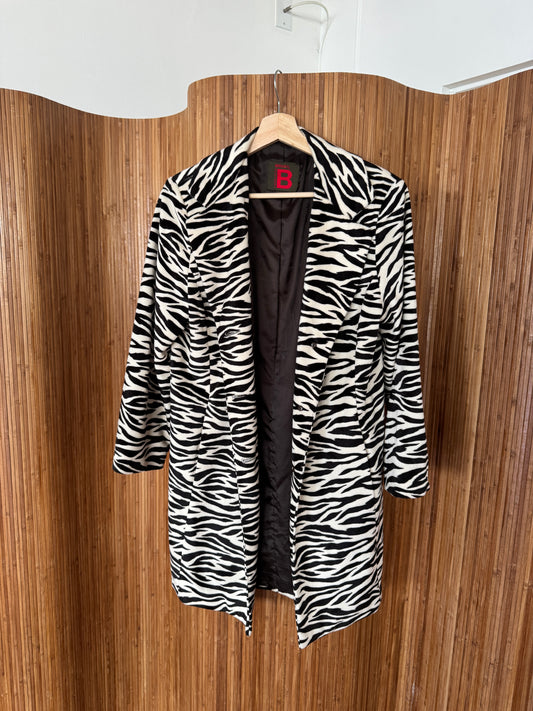 90s Zebra Print Trench Coat
