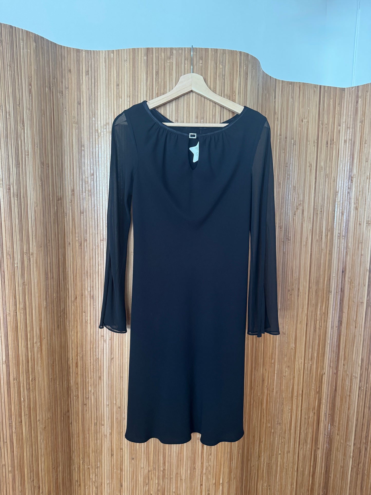 Black 90s Dress with Bell Sleeves