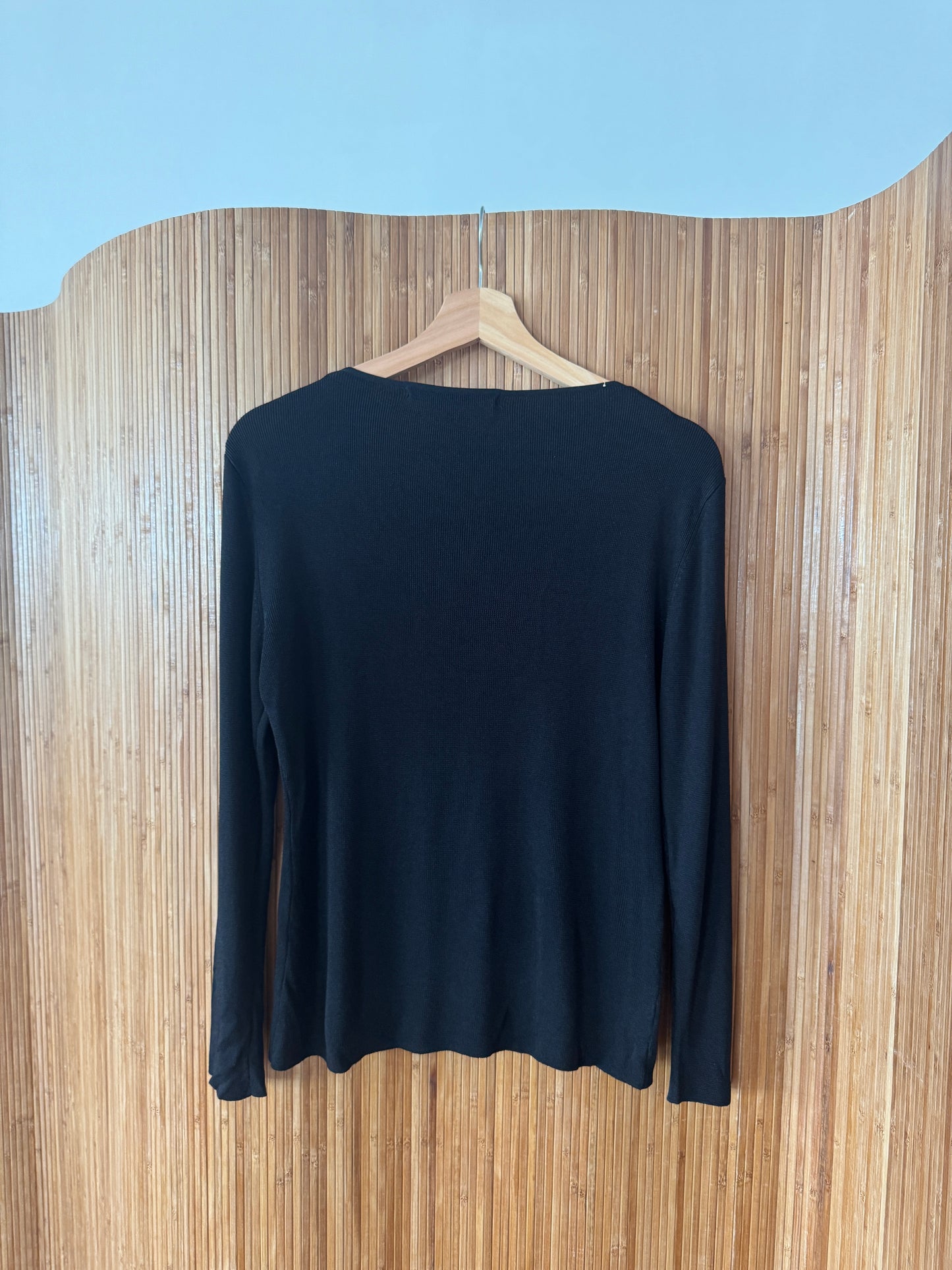 Vintage Beaded Black Long-Sleeve Top