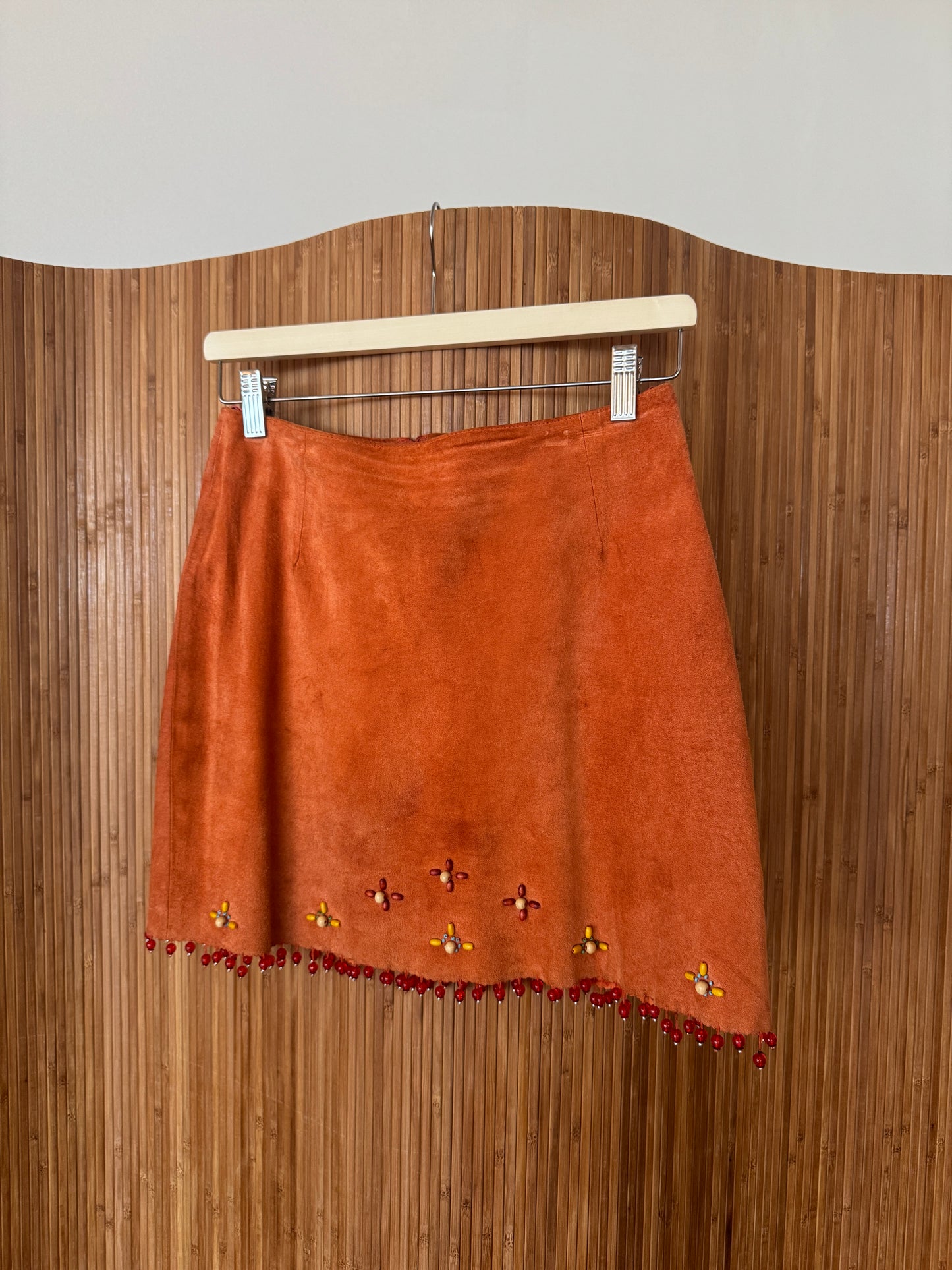 Vintage Suede Beaded Skirt