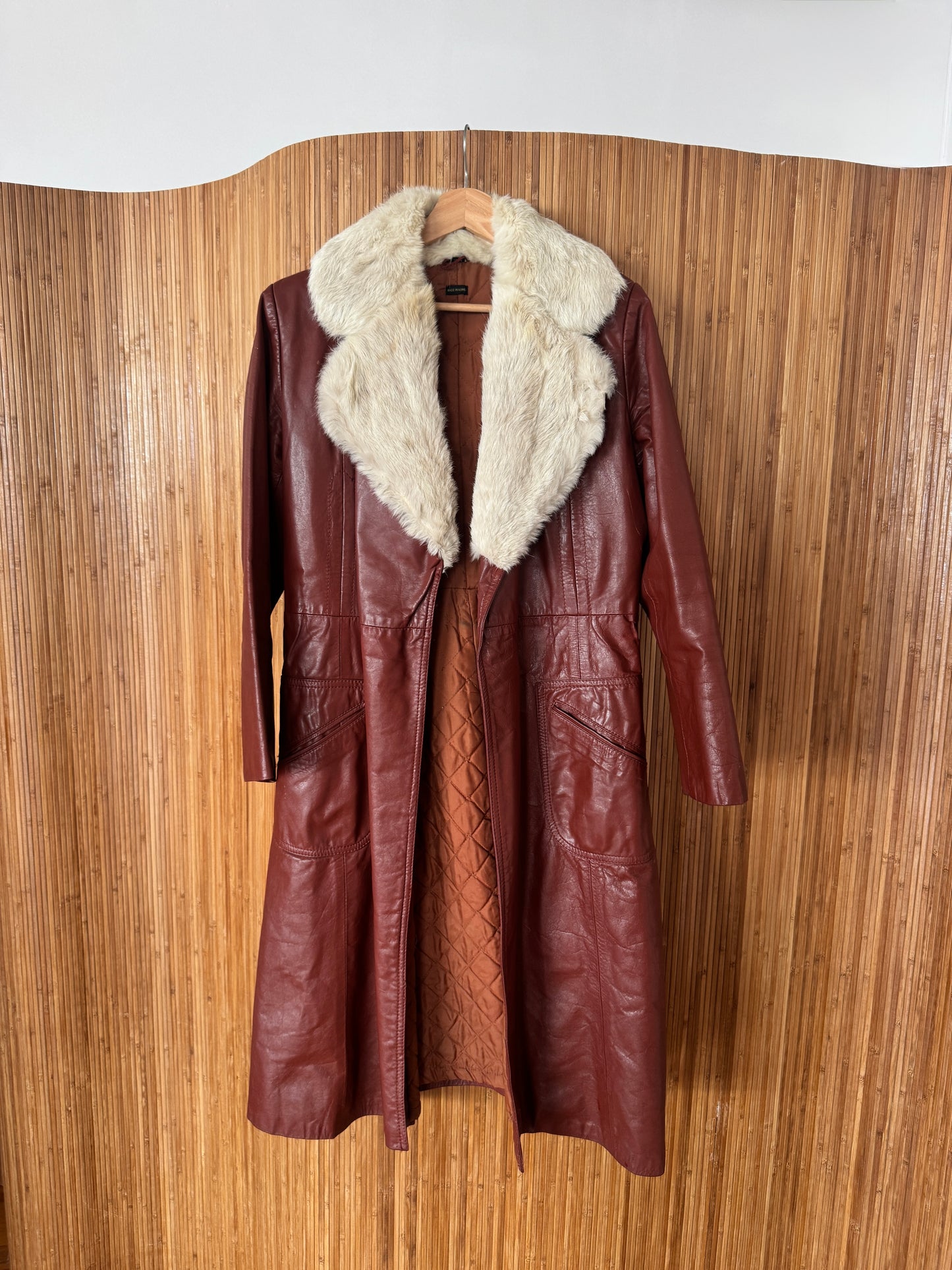 50/60s Red Leather Jacket with Fur Collar