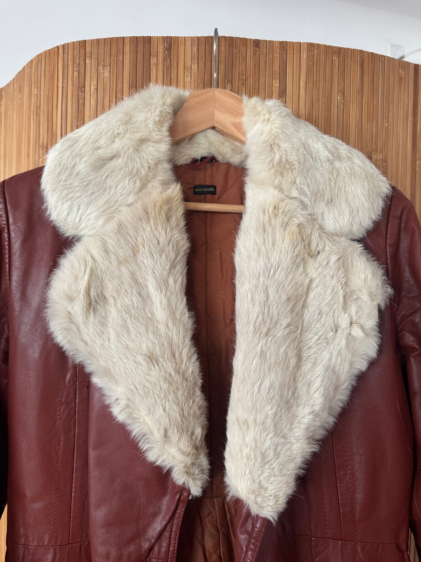 50/60s Red Leather Jacket with Fur Collar