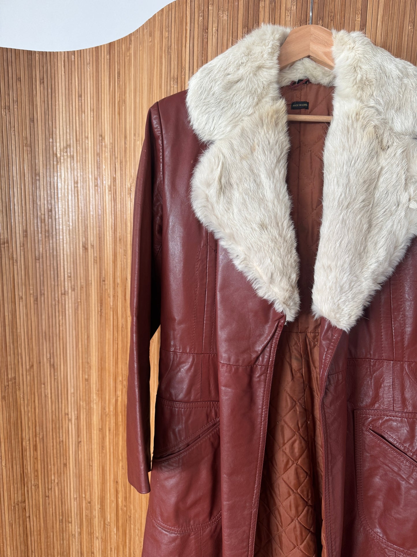 50/60s Red Leather Jacket with Fur Collar