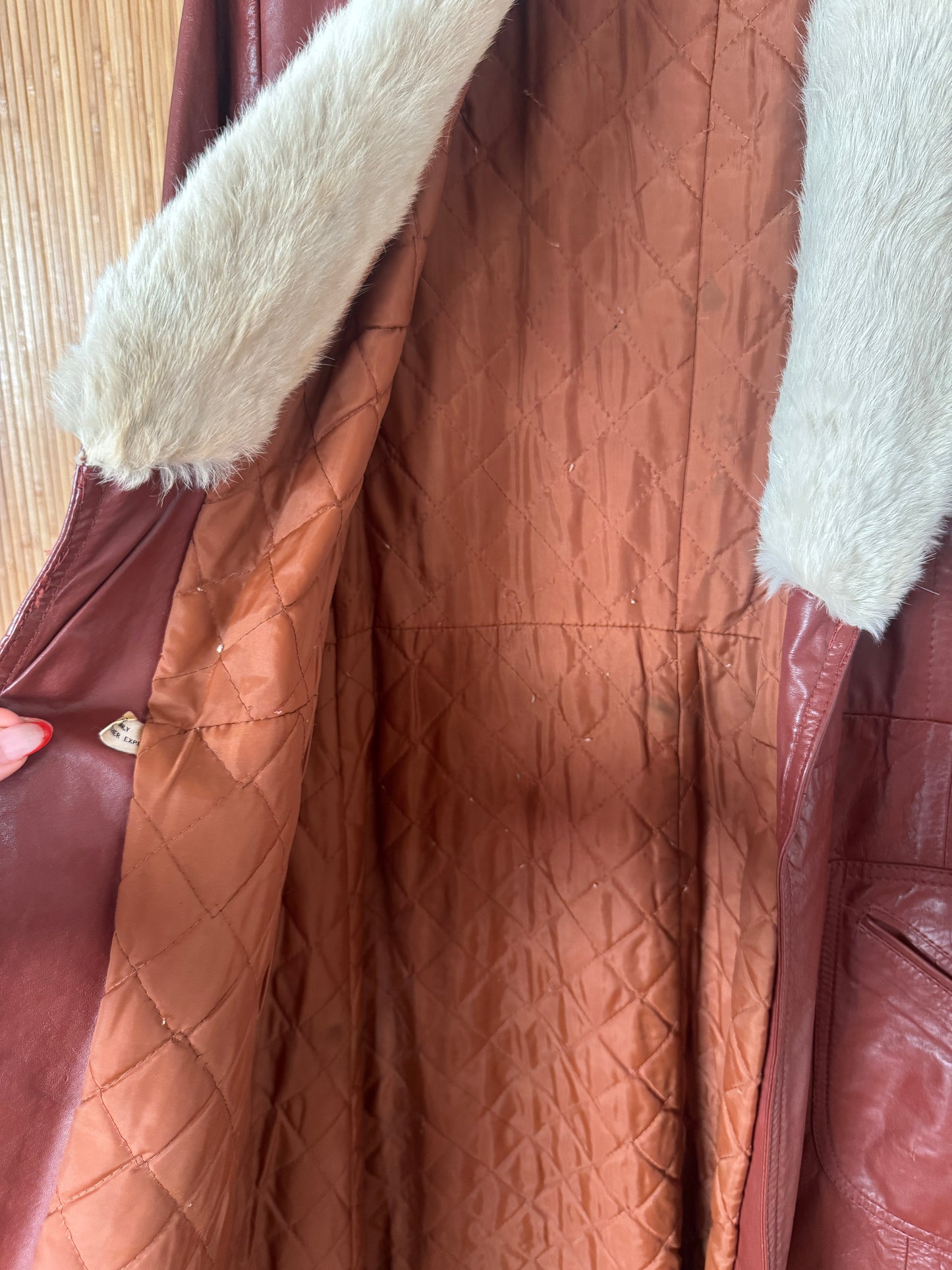 50/60s Red Leather Jacket with Fur Collar