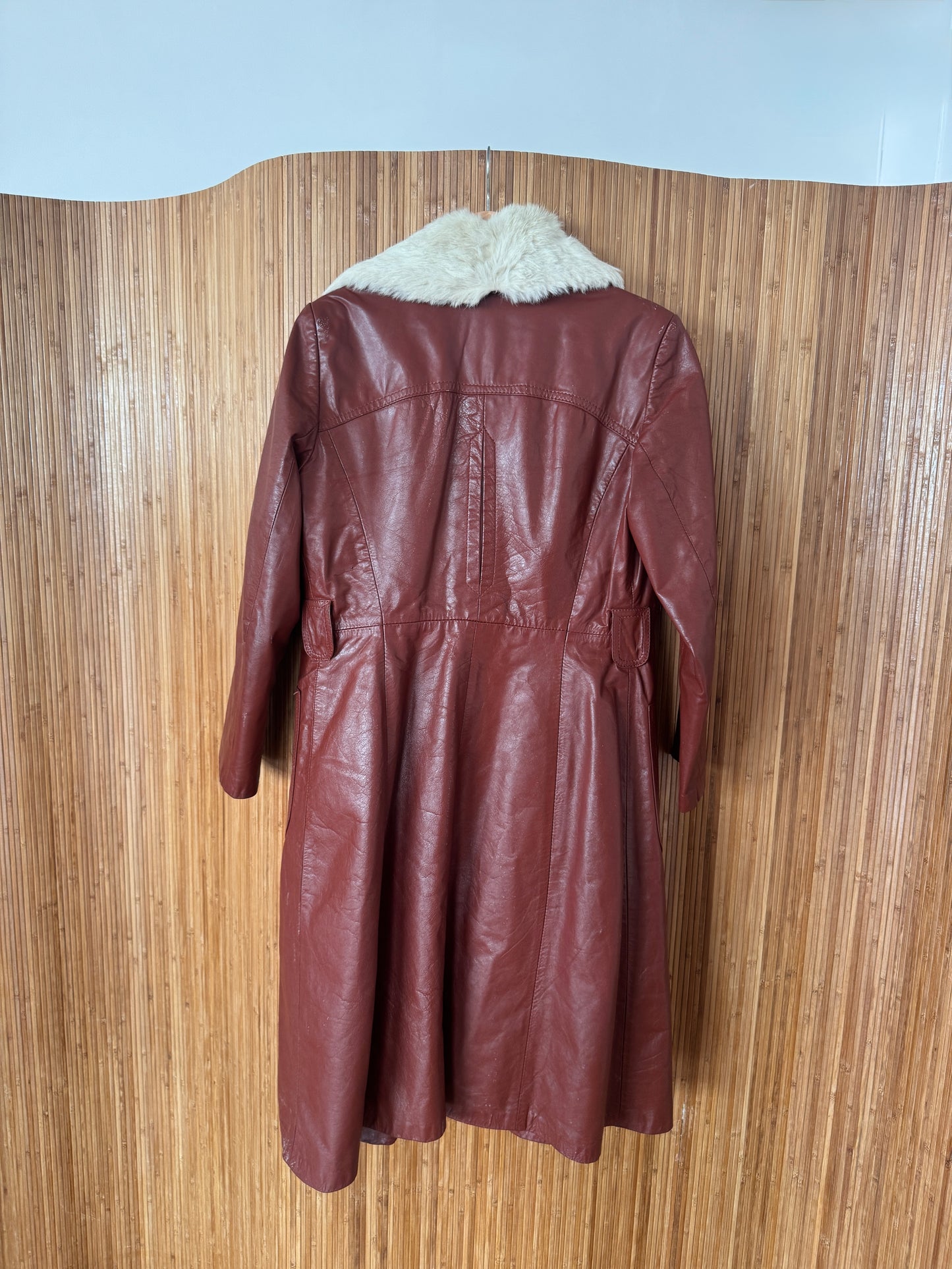 50/60s Red Leather Jacket with Fur Collar