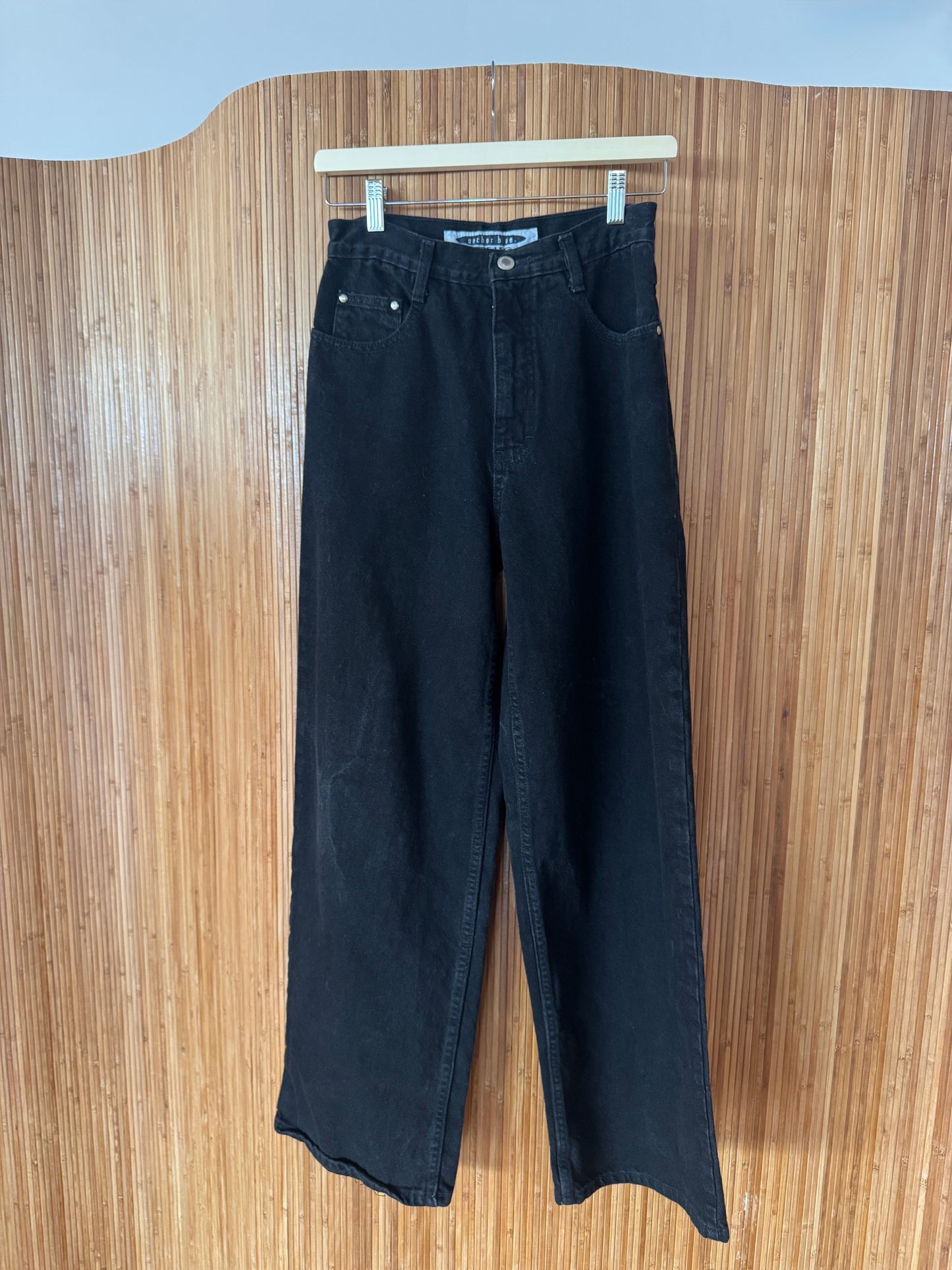 90s/Early 2000s Wide Leg Black Denim Jeans