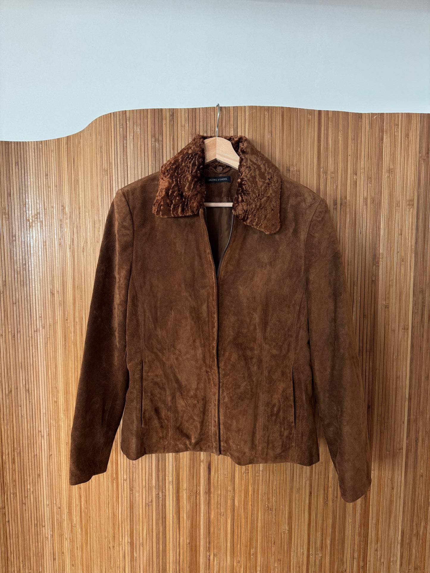 2000s Suede Jacket with Faux Fur Collar
