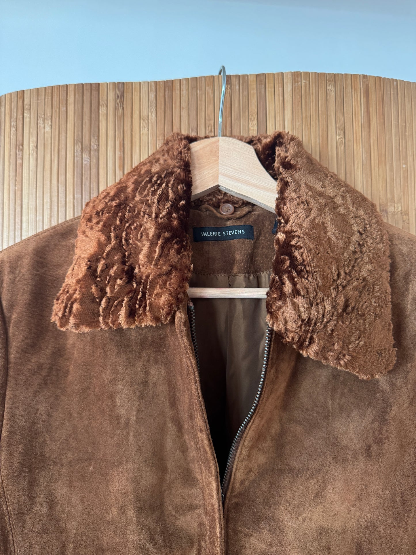 2000s Suede Jacket with Faux Fur Collar