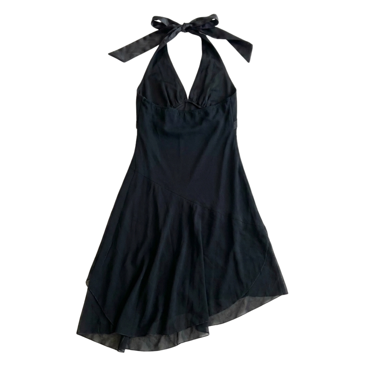 Early 2000s Black Chiffon Halter Dress
