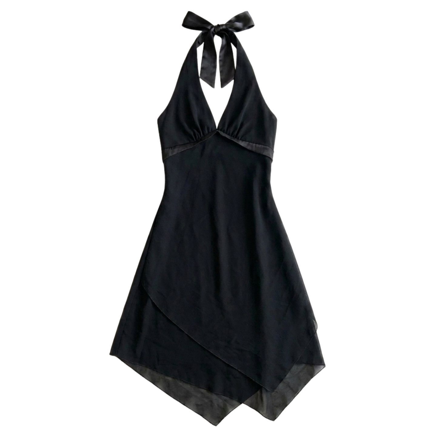 Early 2000s Black Chiffon Halter Dress