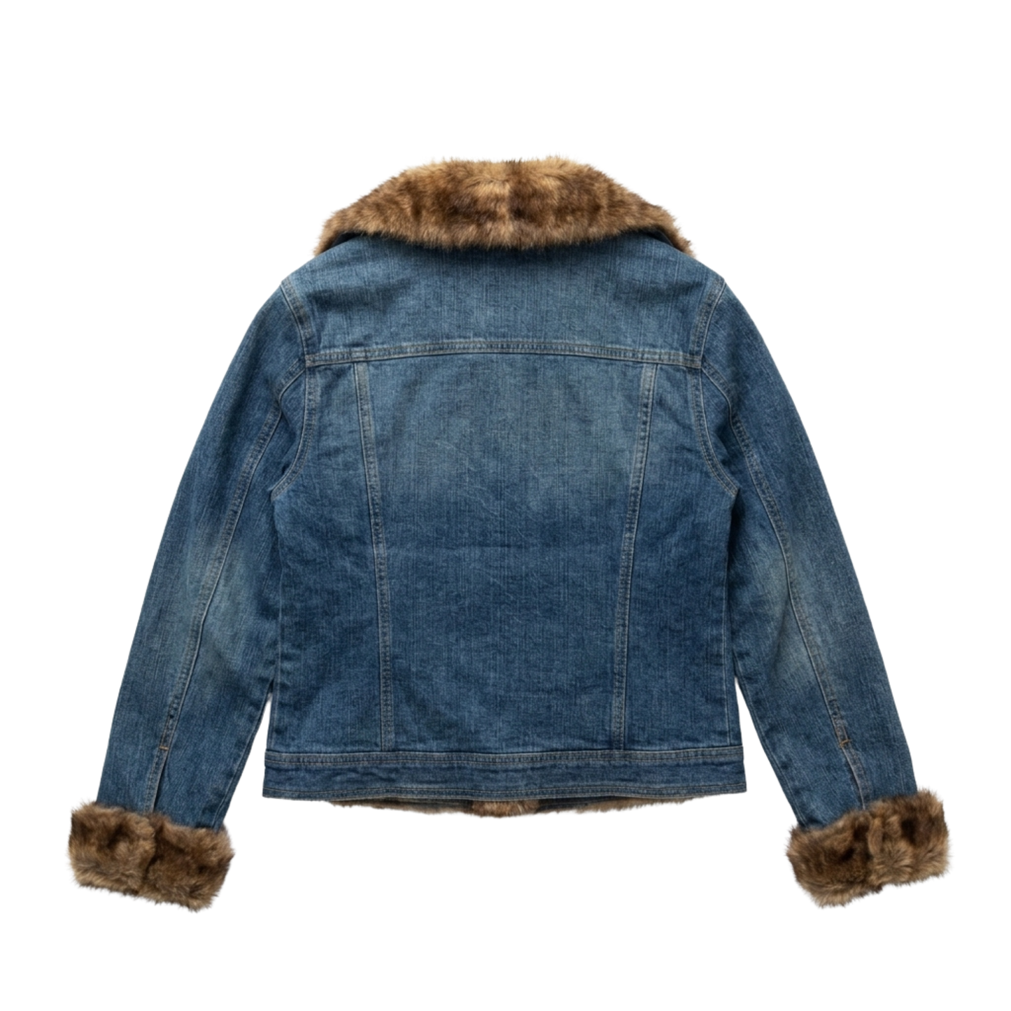90s Denim Faux Fur Penny Lane Jacket
