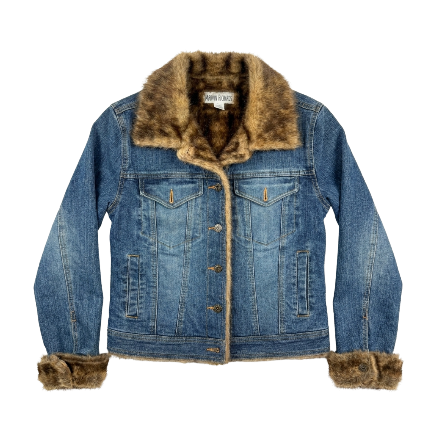 90s Denim Faux Fur Penny Lane Jacket