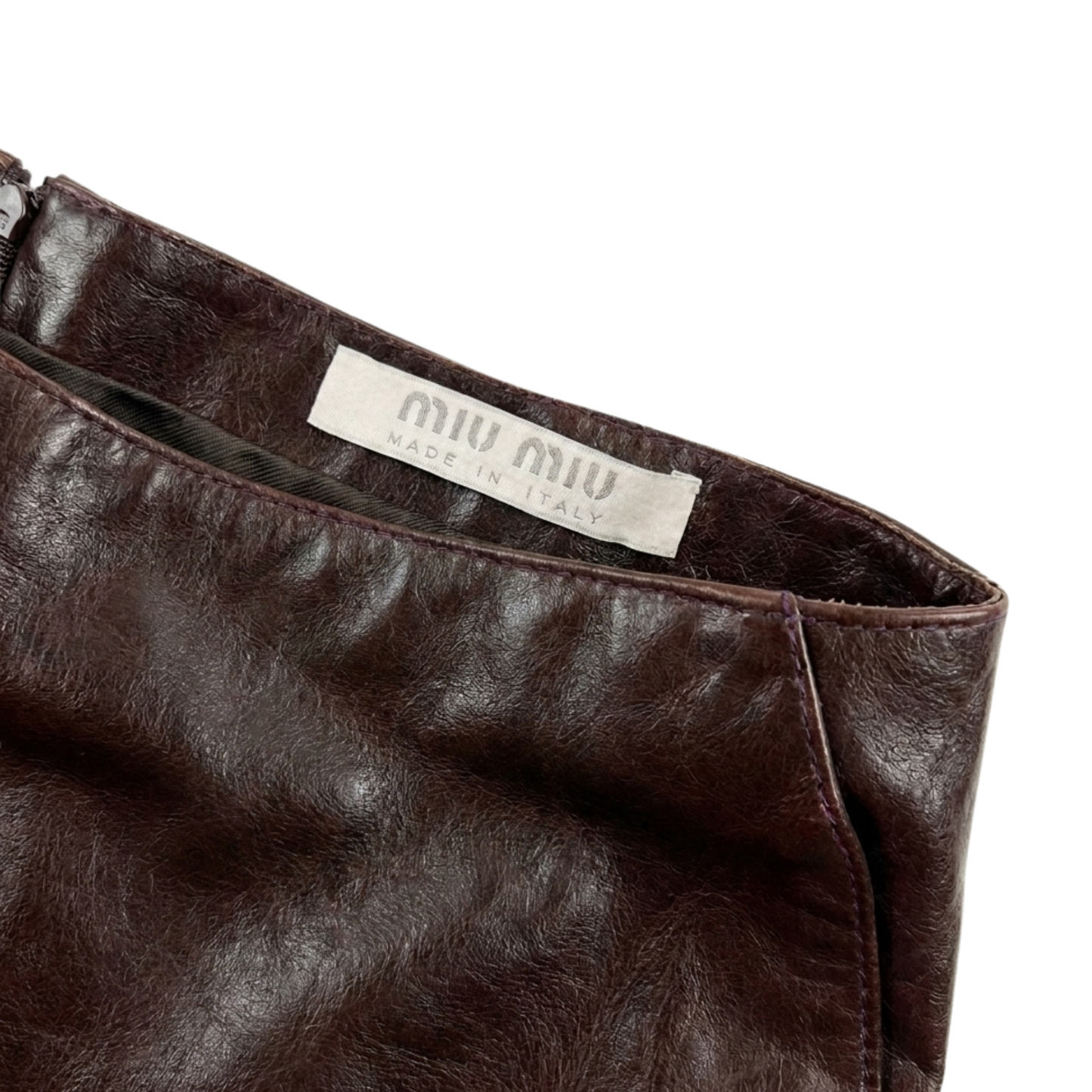 Miu Miu Brown Leather Pencil Skirt