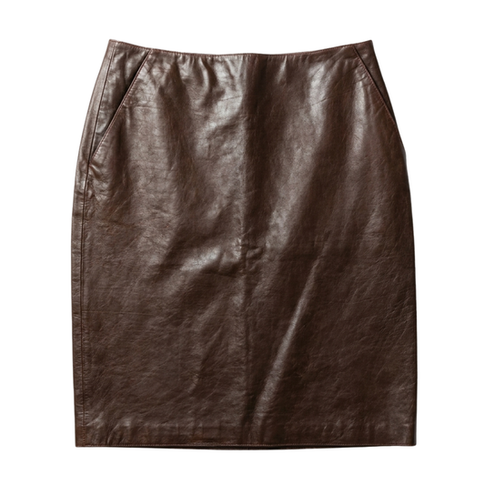 Miu Miu Brown Leather Pencil Skirt