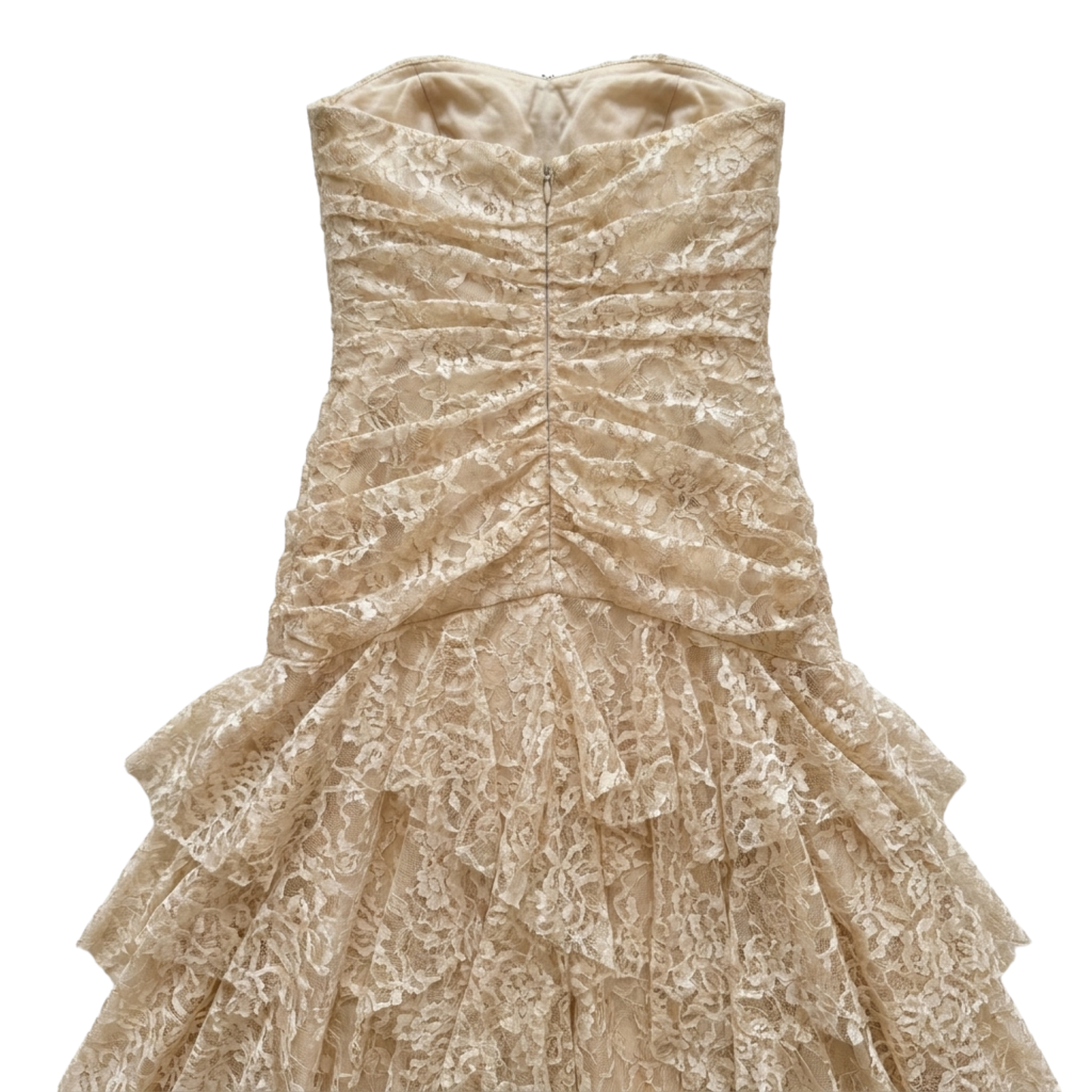 Early 2000s White Ruffle & Lace Beaded Dress