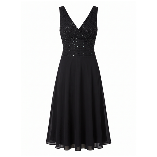 Vintage 90s/00s Black Sequin Midi Dress