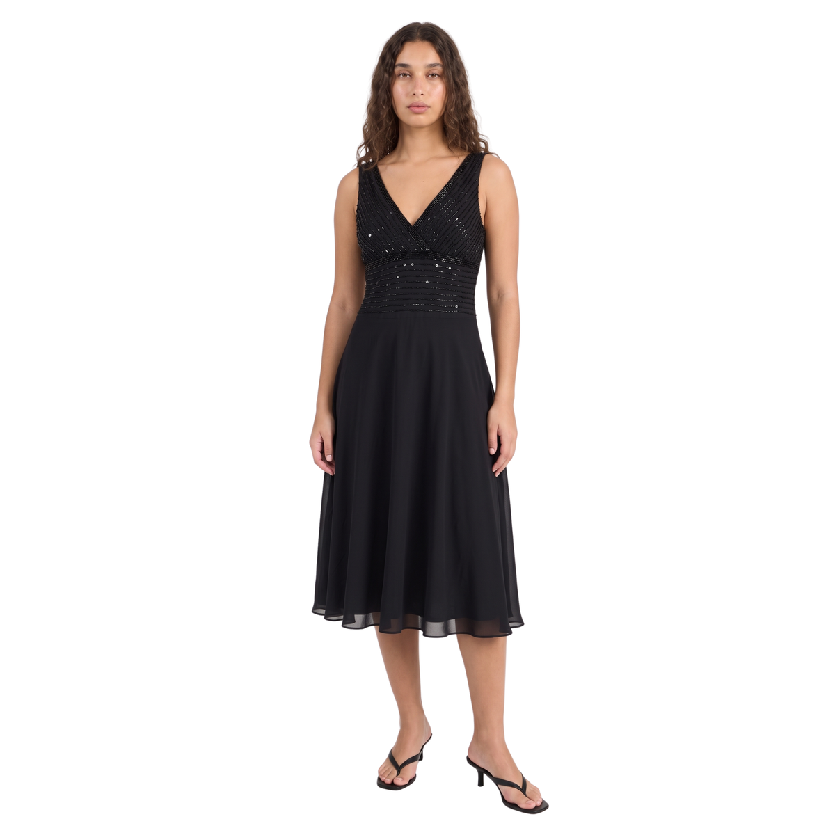 Vintage 90s/00s Black Sequin Midi Dress