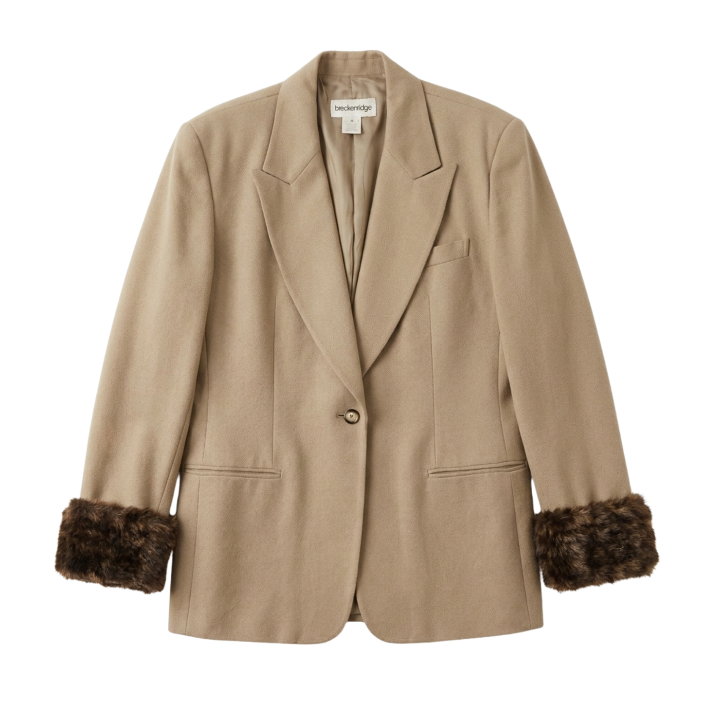 Faux Fur Cuff 90s Blazer