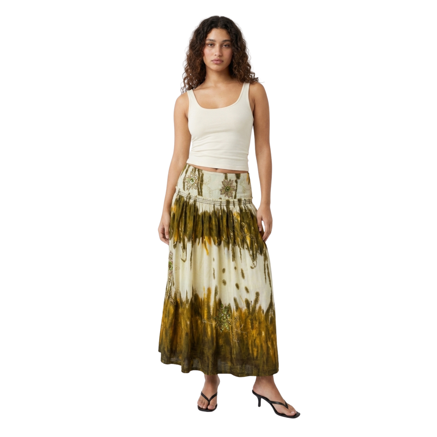 Tie-Dye Beaded Maxi Skirt