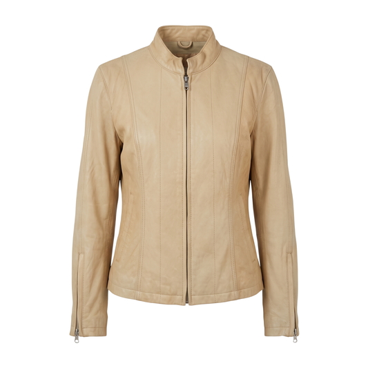 Wilsons Light Brown Leather Motorcycle Jacket