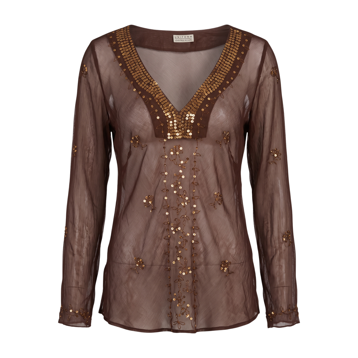 Sheer Silk & Sequin Top
