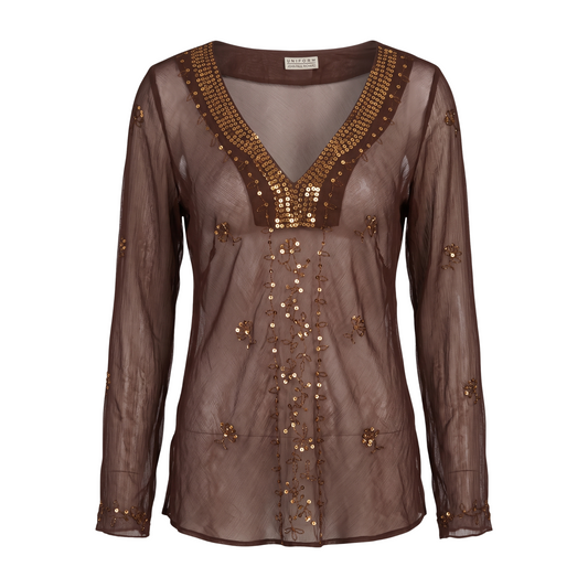 Sheer Silk & Sequin Top
