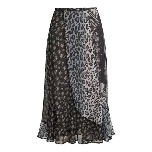 Early 2000s Leopard & Paisley Print Midi Skirt