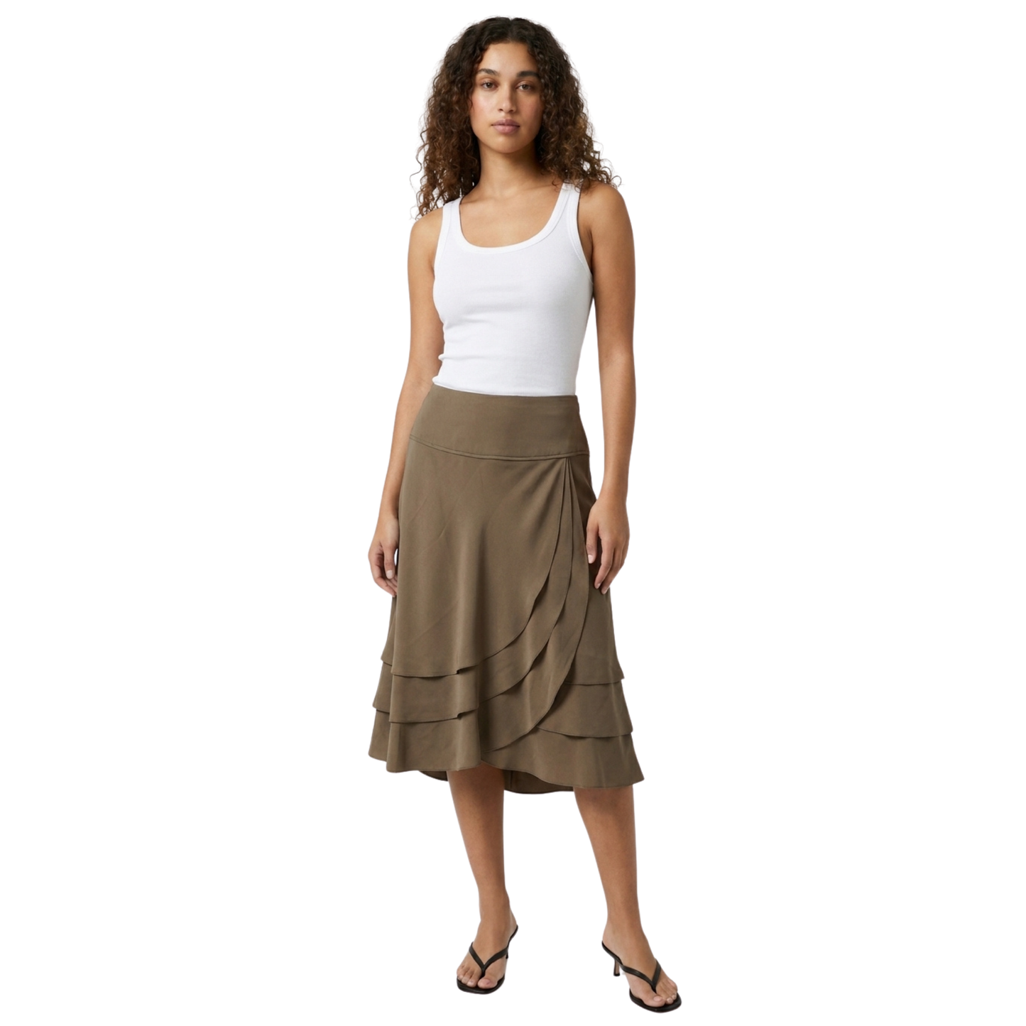 Vintage DNKY Silk Ruffle Tiered Skirt