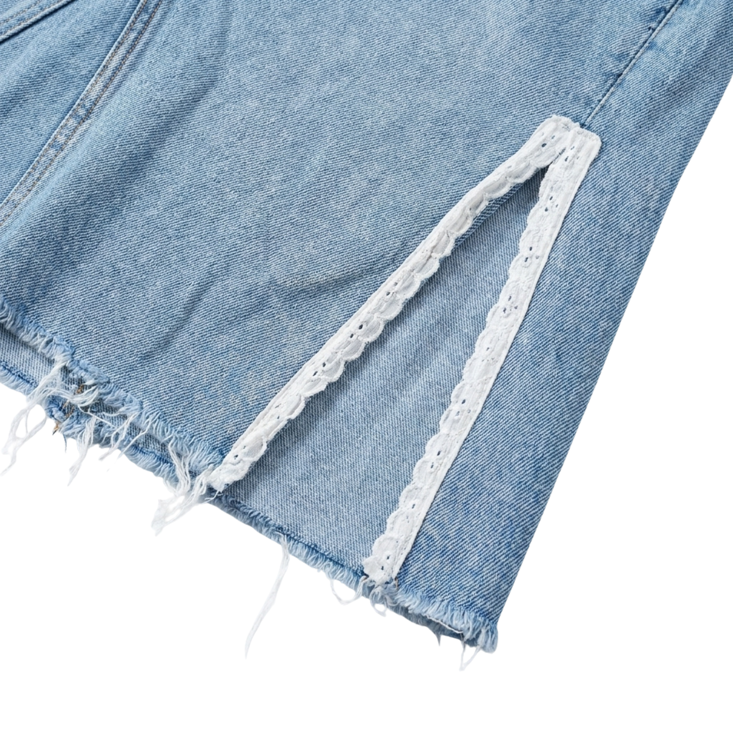 Upcycled Levi's Midi Skirt with Lace Trim