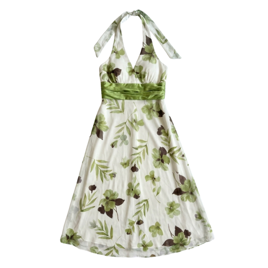 Y2K Floral Halter Midi Dress