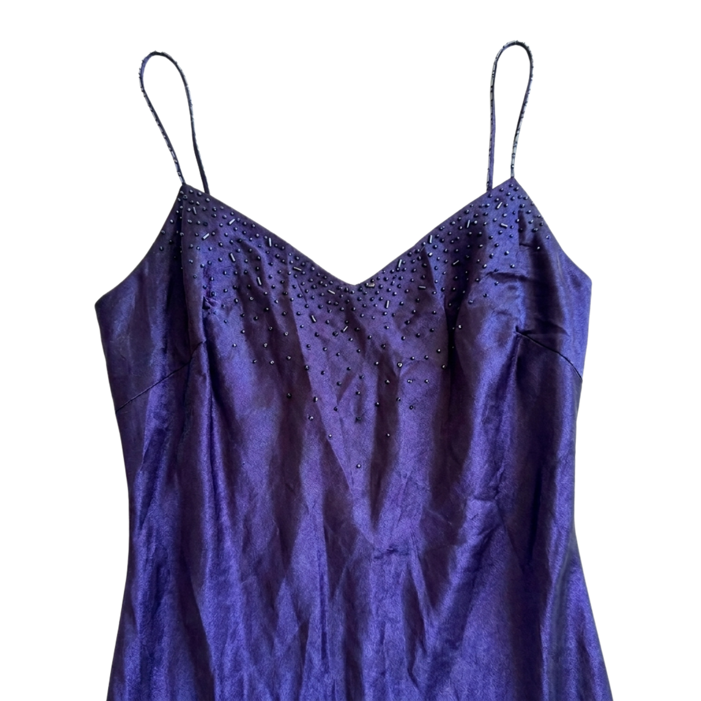 Early 2000s Satin Beaded Slip Dress