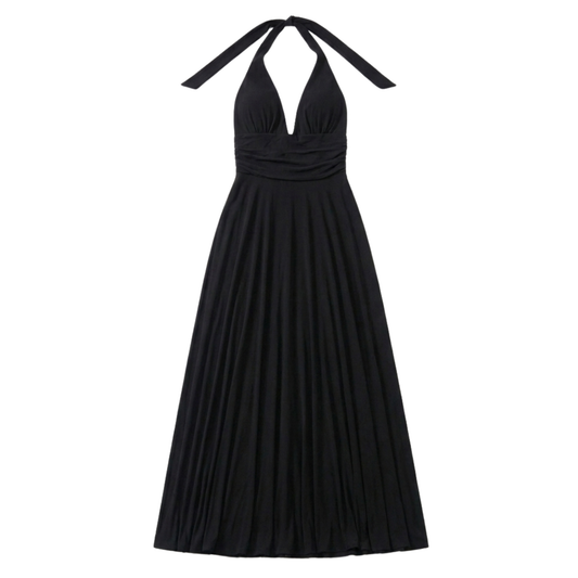 Vintage BCBG Black Midi Halter Dress