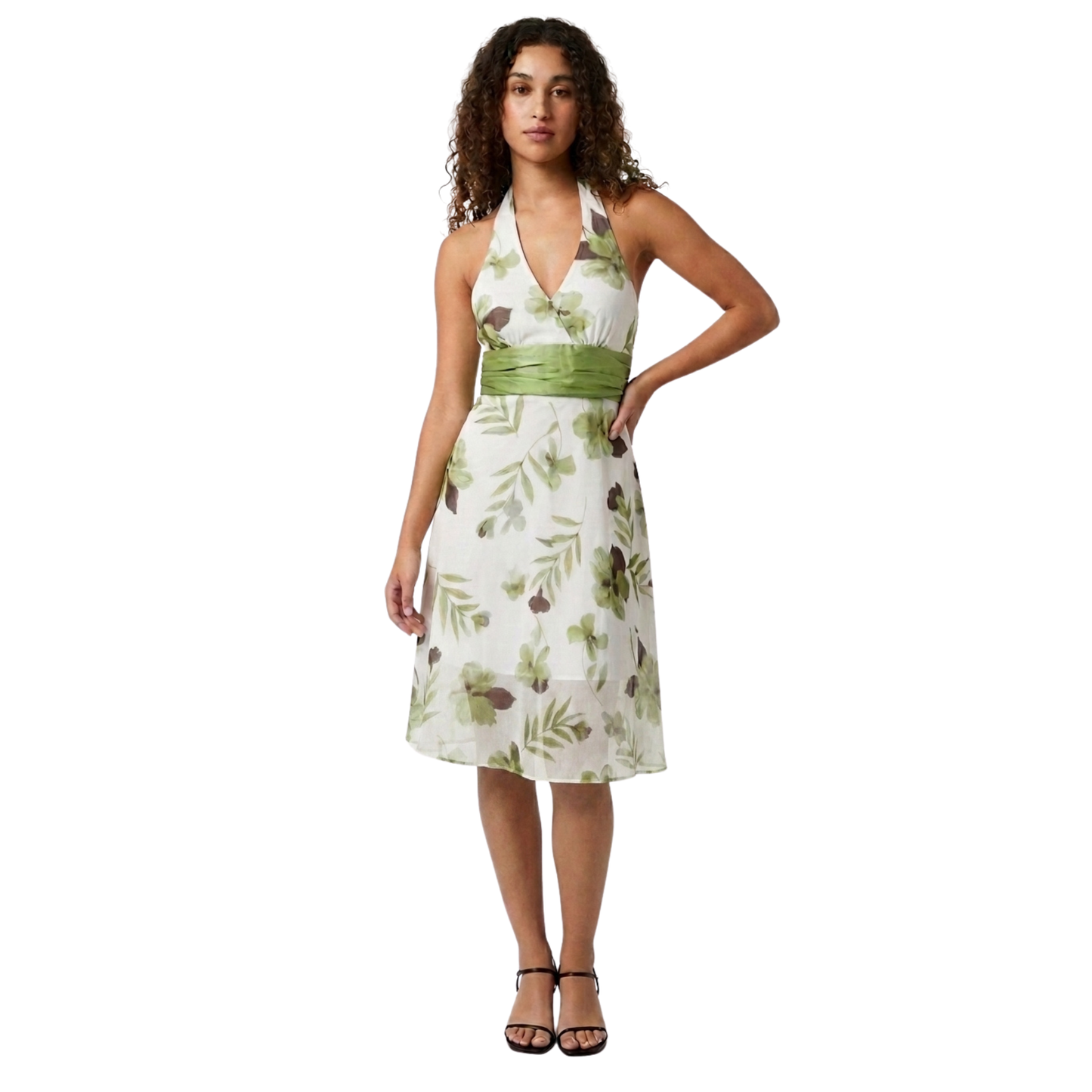 Y2K Floral Halter Midi Dress