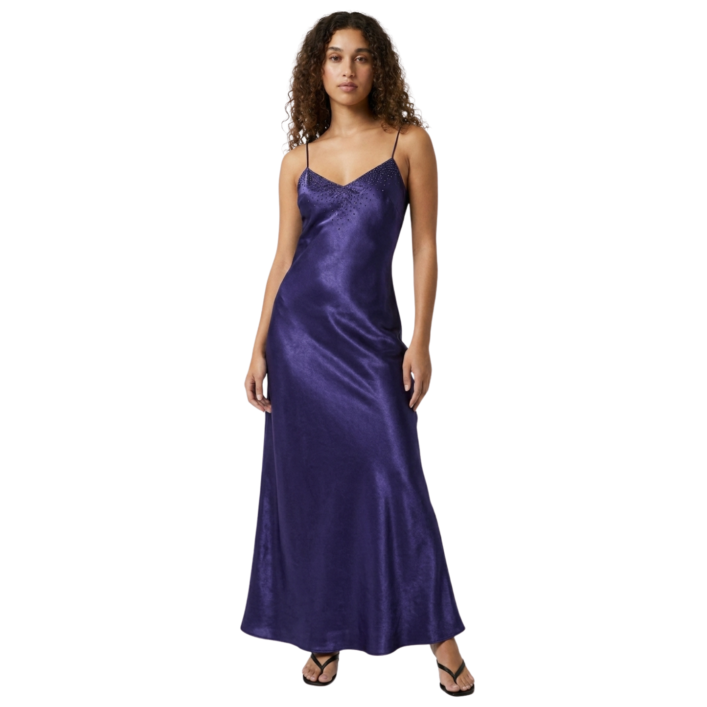 Early 2000s Satin Beaded Slip Dress