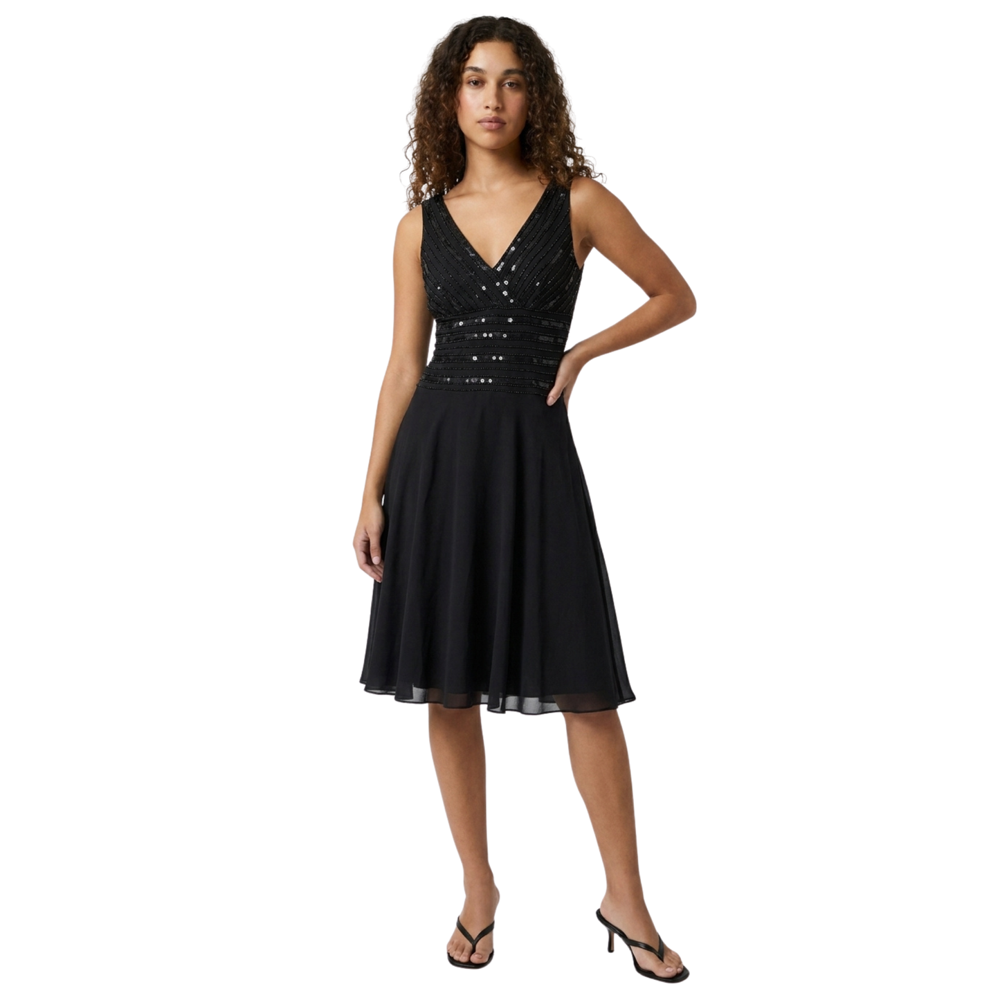 90s Sequin Black Midi Dress