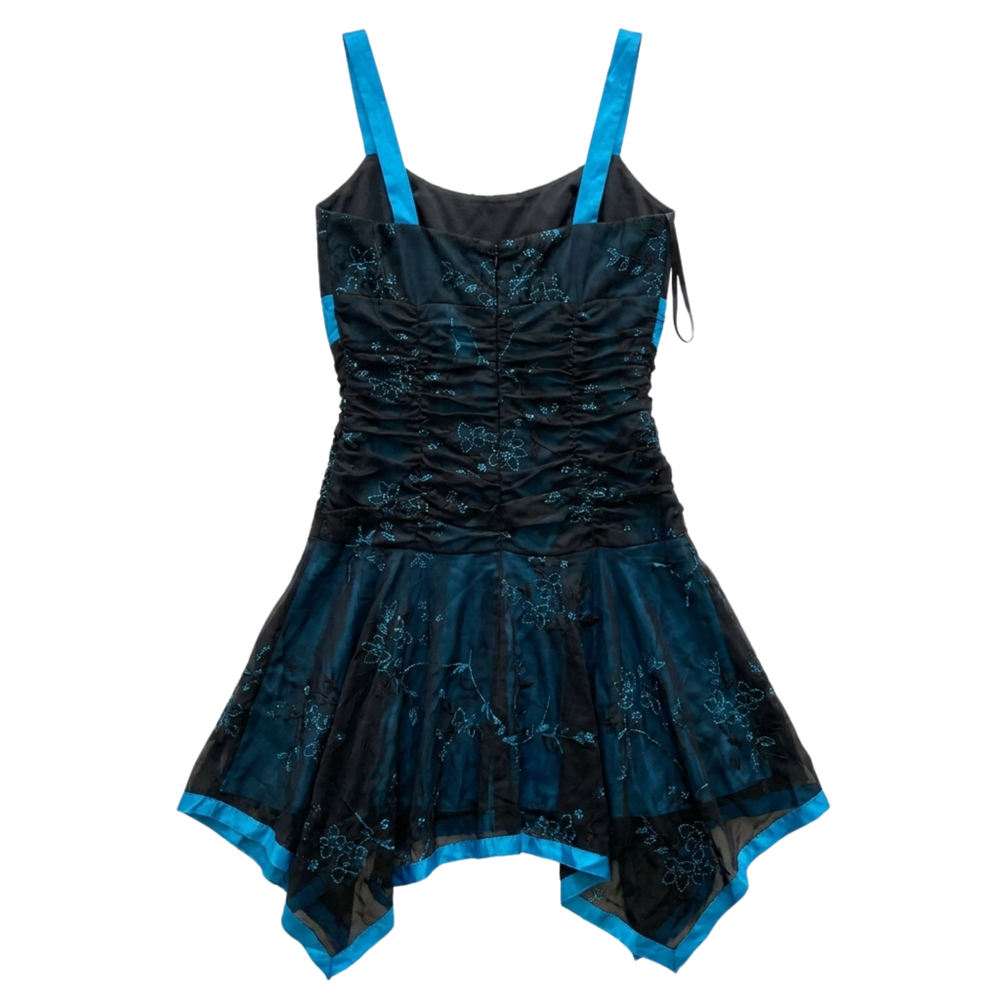 Y2K Blue & Black Asymmetrical Ruched Fairy Core Dress