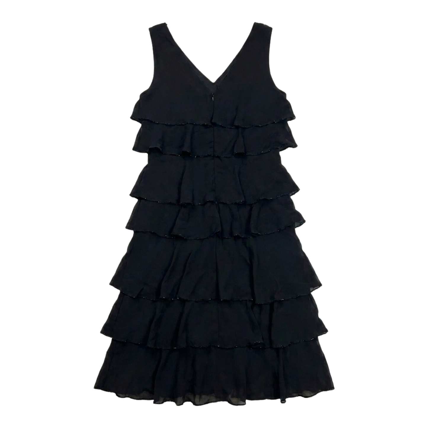 Vintage Black Ruffle Dress with Beading