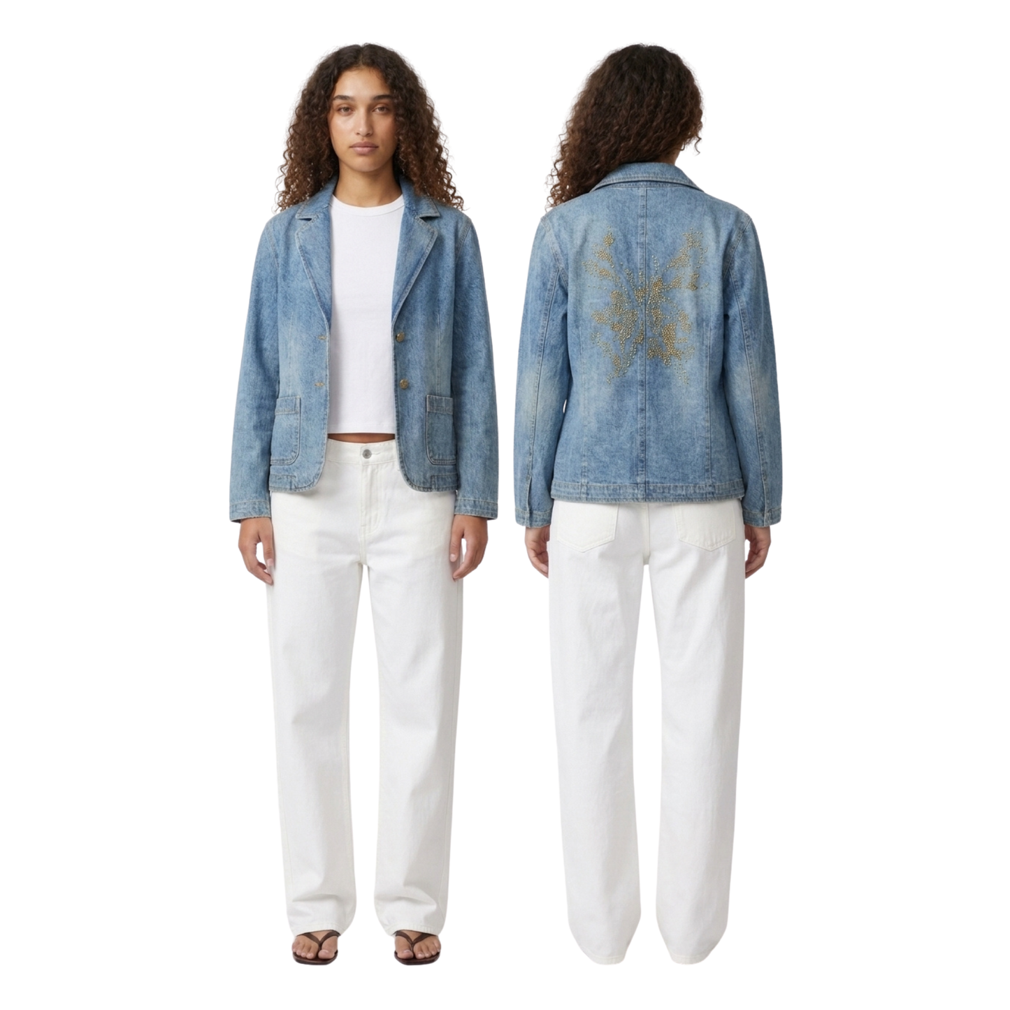 Bedazzled Butterfly Denim Blazer