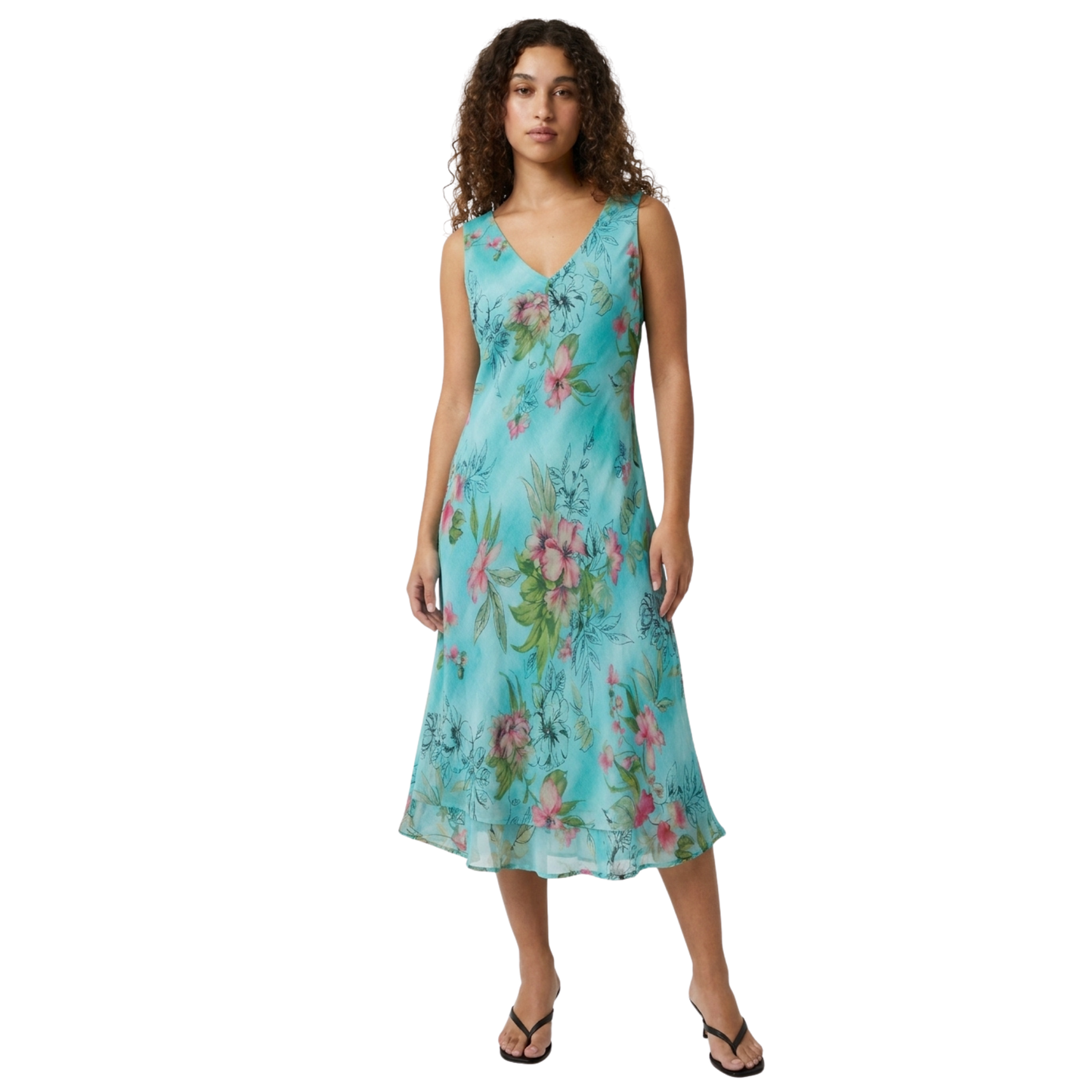 Blue 90s Y2K Floral Dress