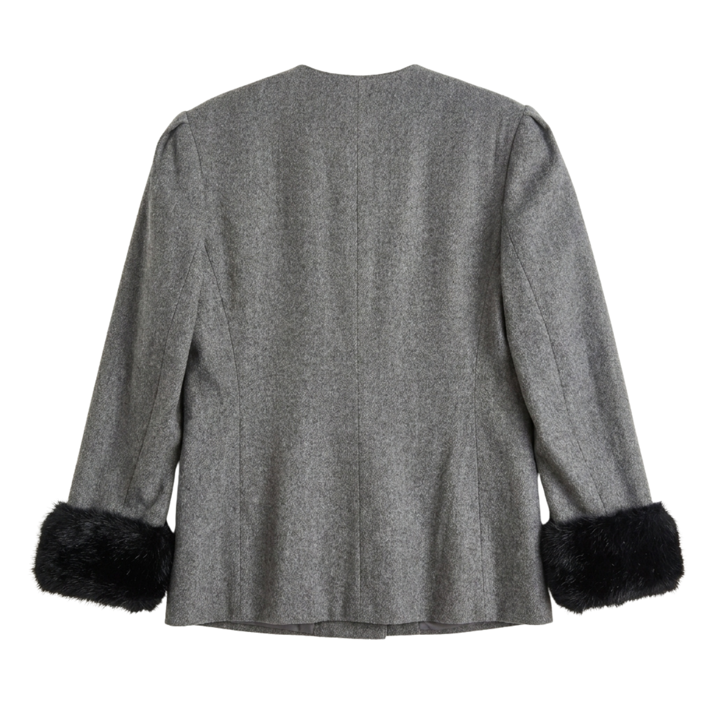Wool Faux Fur Cuff 90s Blazer