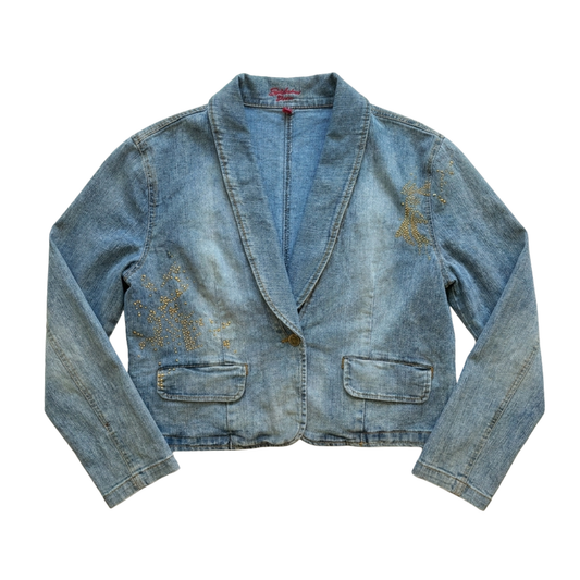 Bedazzled Butterfly Denim Blazer
