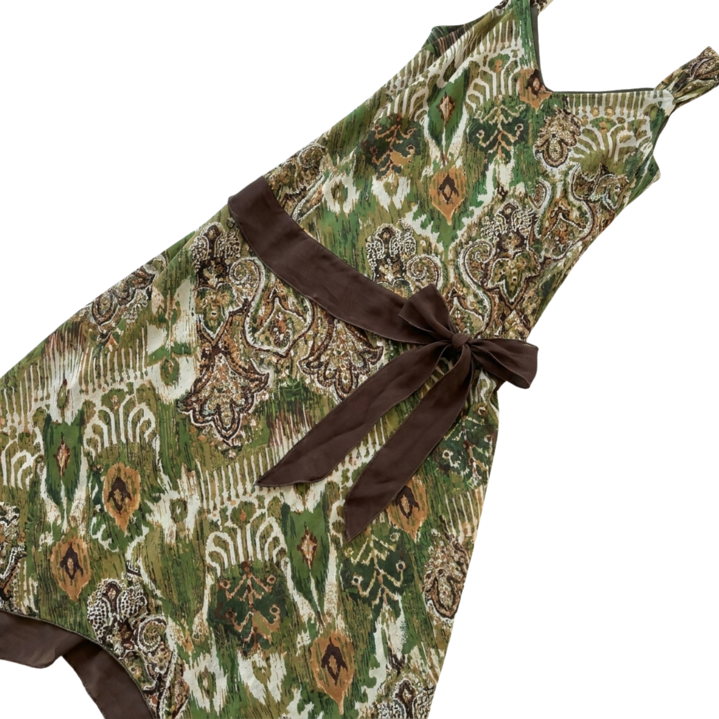 Drop Waist Green Chiffon Dress