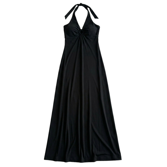 Early 2000s Black Maxi Halter Dress