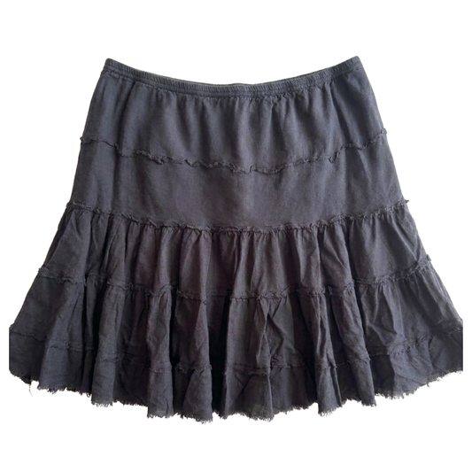 Black 100% Cotton Ruffle Mini Skirt