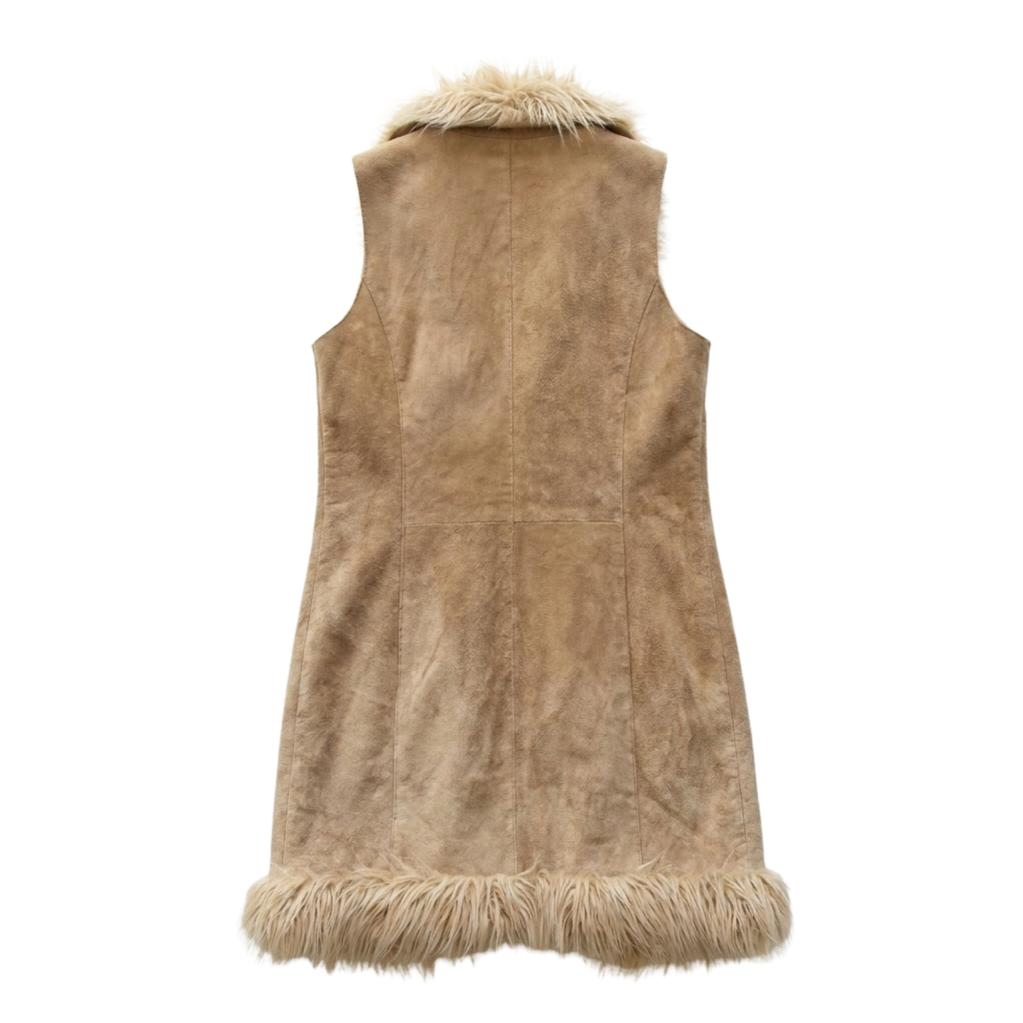 Vintage Suede Vest with Faux Fur Trimmings