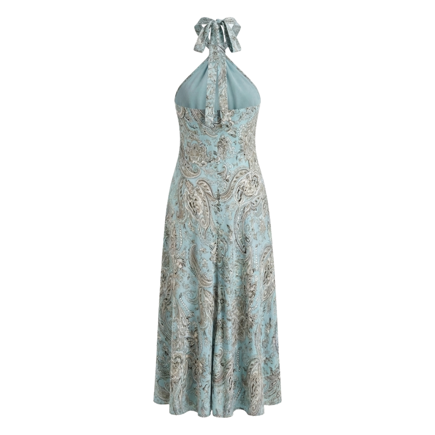 Silk Paisley Print Halter Dress